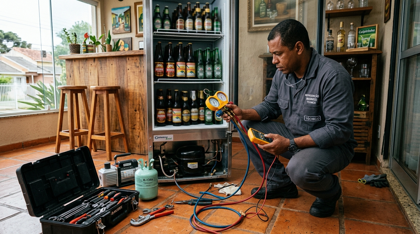 Técnico de conserto de cervejeira em residência em Volta Redonda‑RJ