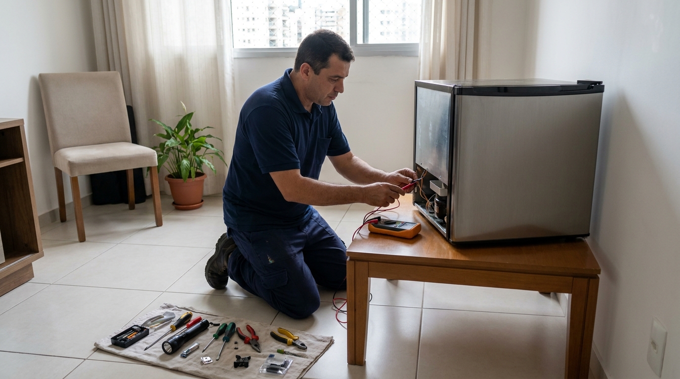 Técnico de conserto de frigobar em residência em Volta Redonda‑RJ